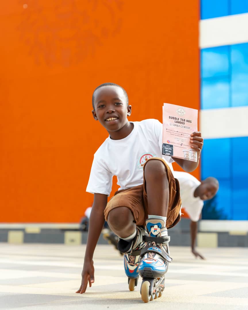 Kids skating in line